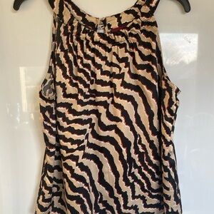 Halter top 212 Collection Zig Zag Print Sz Med Tan Black Red White
